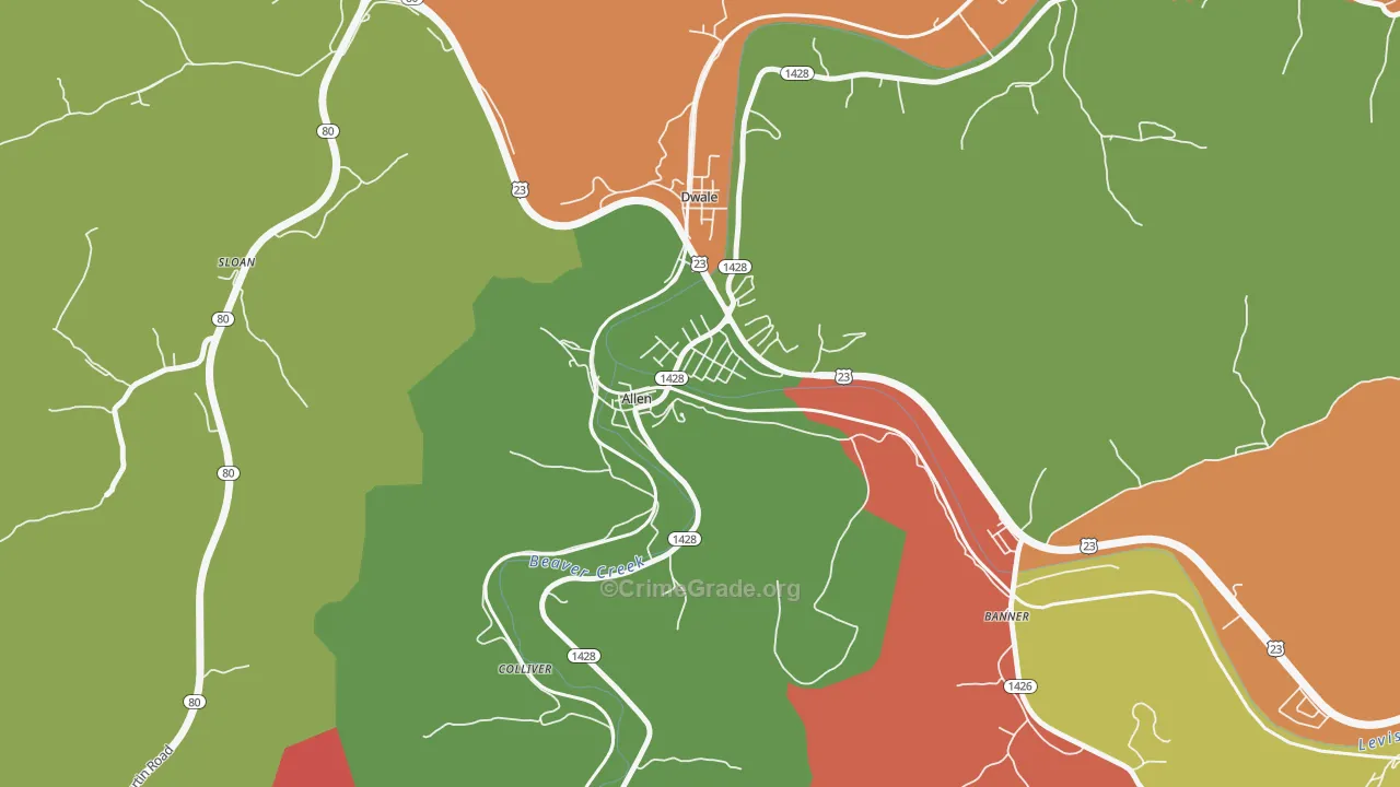 41601, KY Map of Theft Rates