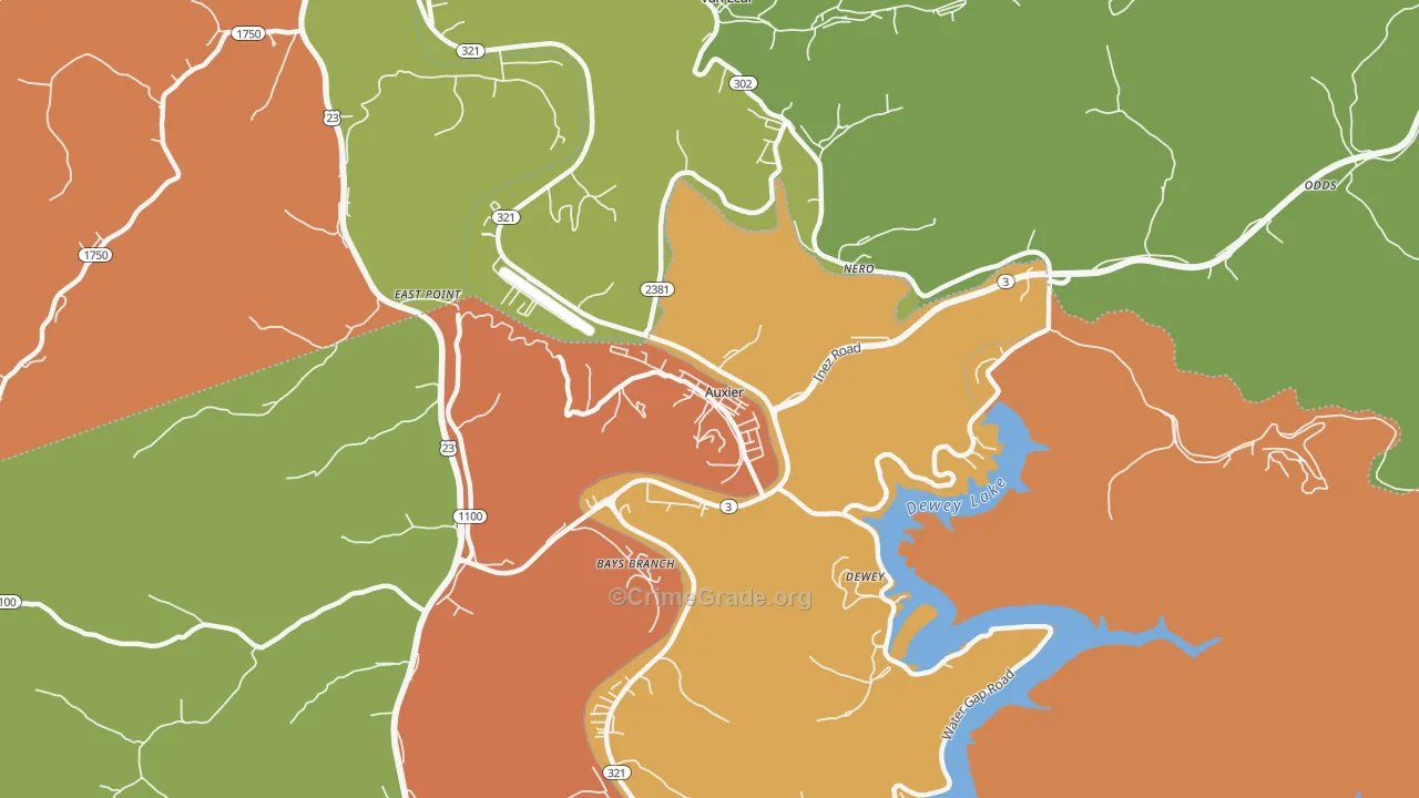 41602, KY Map of Theft Rates
