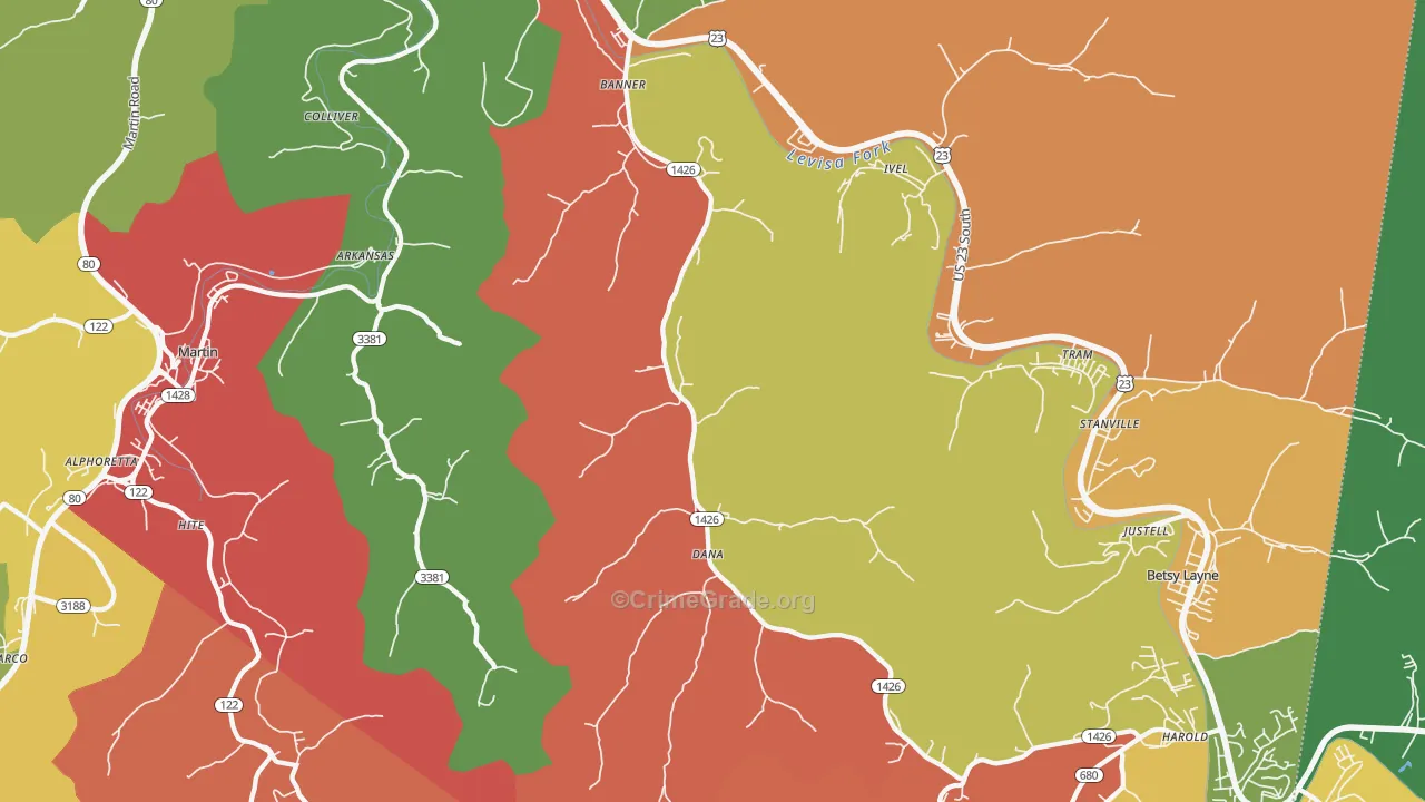 41603, KY Map of Theft Rates