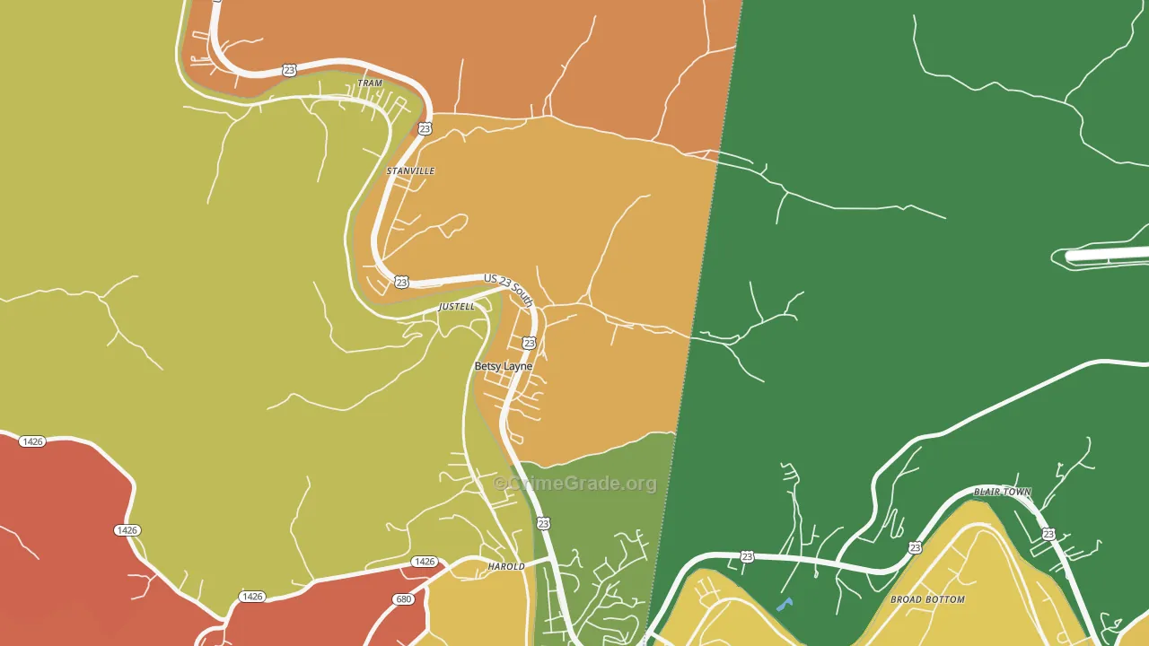 41605, KY Map of Theft Rates