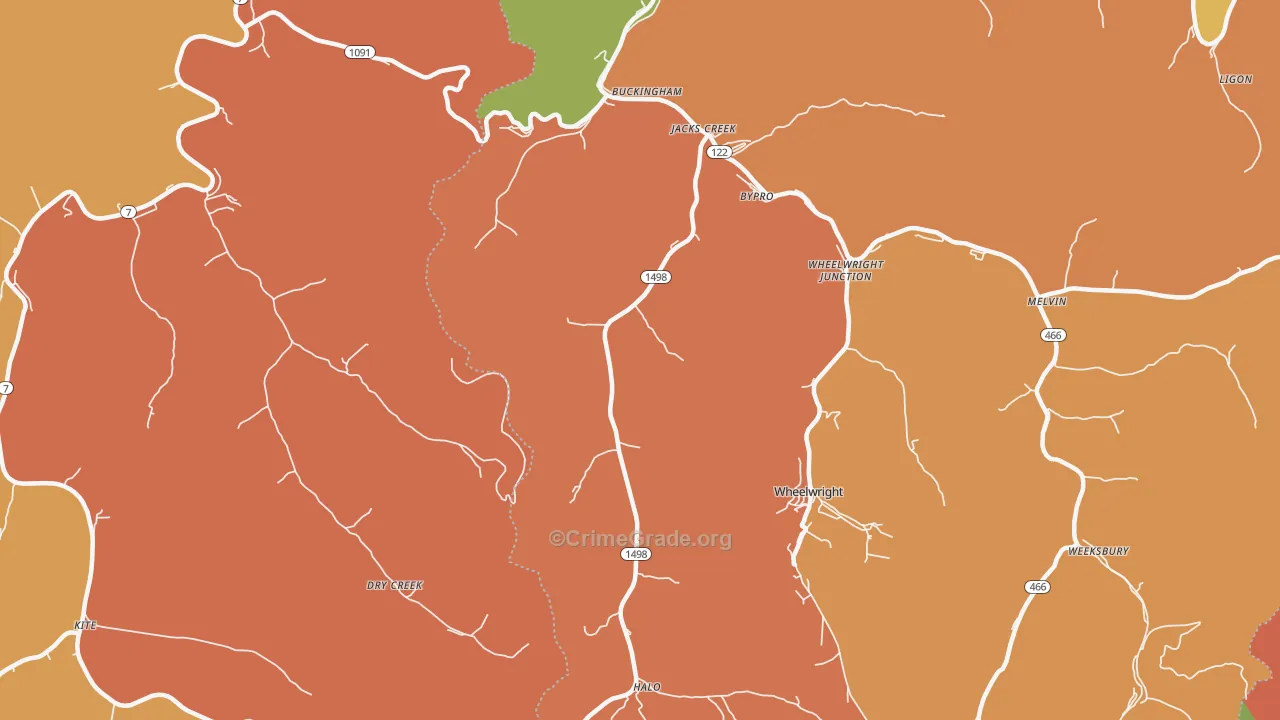 41606, KY Map of Theft Rates