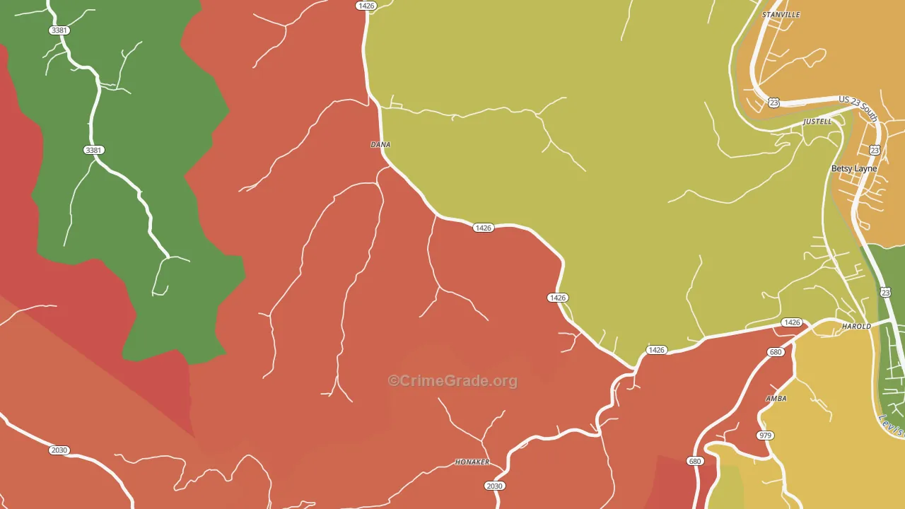 41615, KY Map of Theft Rates