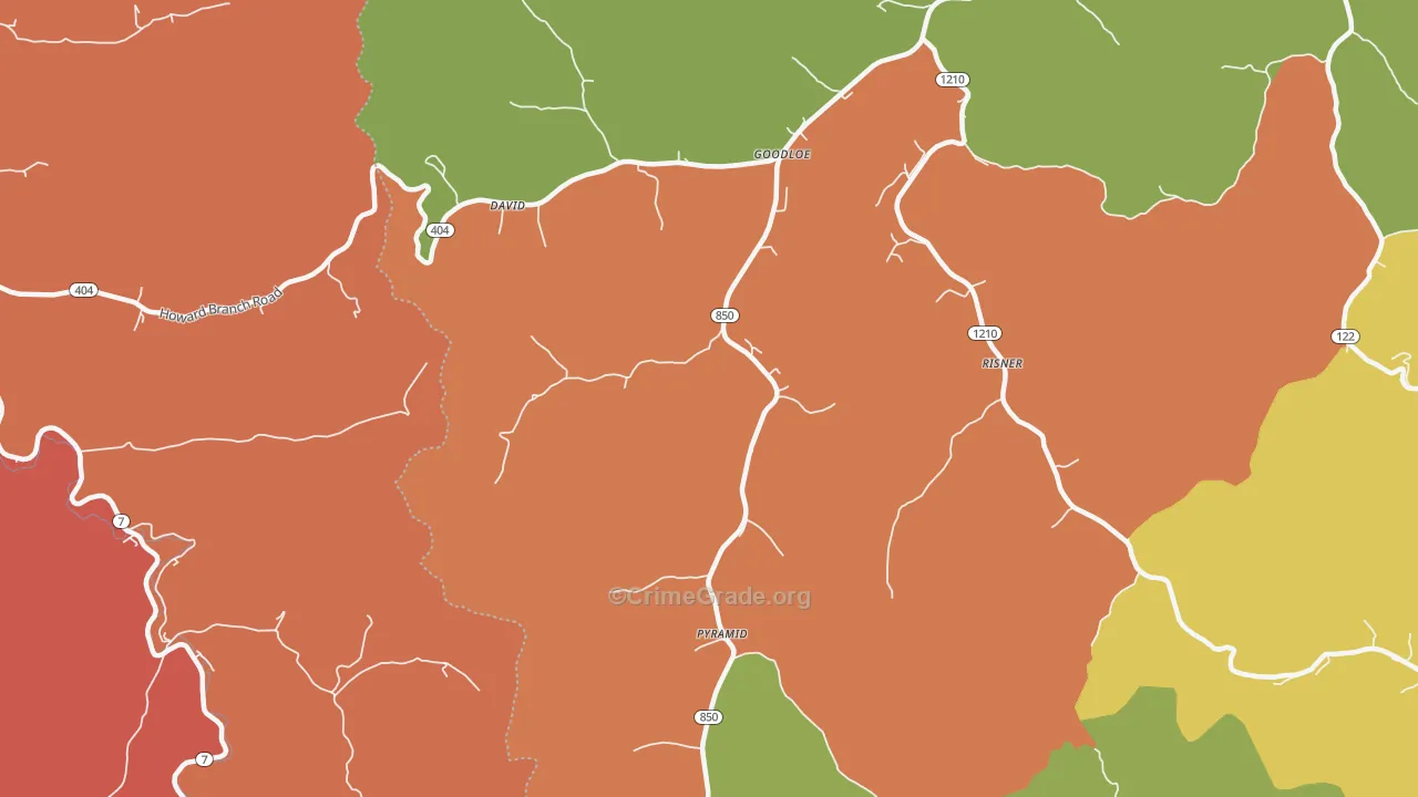 41616, KY Map of Theft Rates