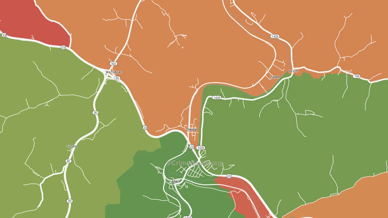 41621, KY Map of Theft Rates