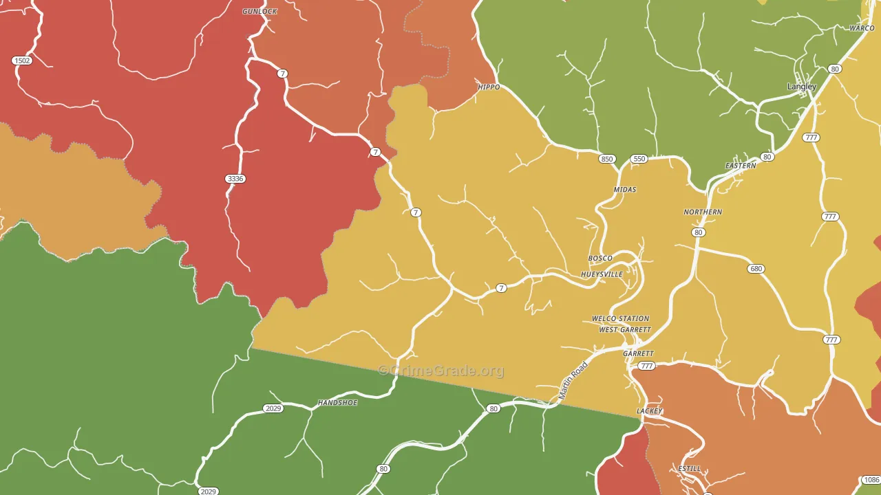 41640, KY Map of Theft Rates