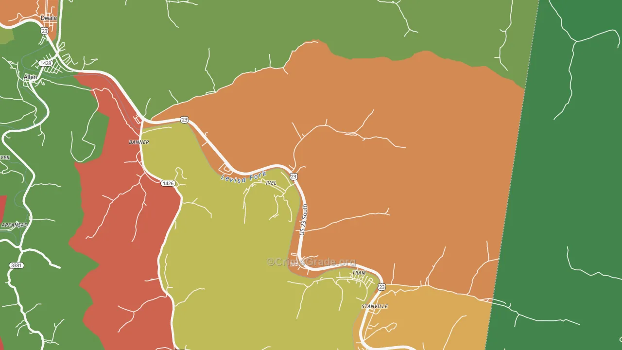 41642, KY Map of Theft Rates