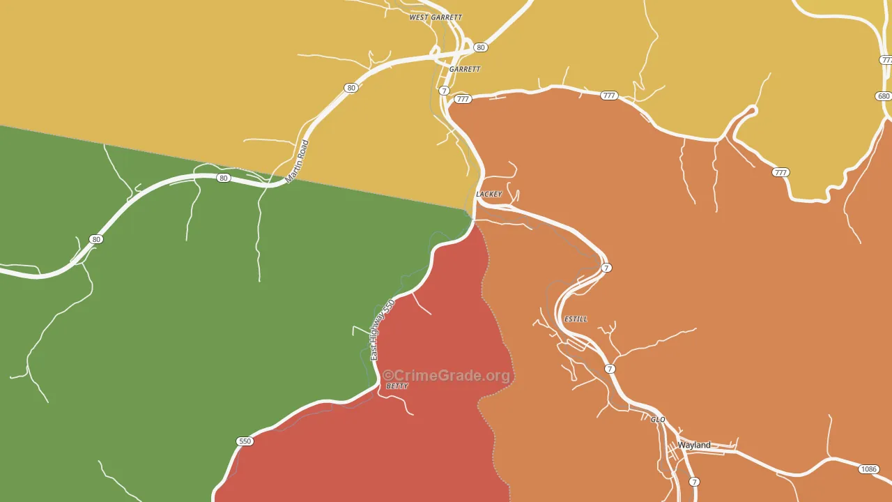 41643, KY Map of Theft Rates