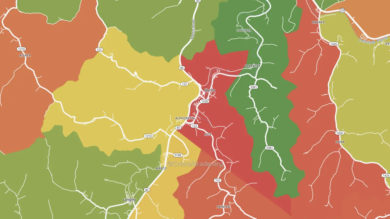 41649, KY Map of Theft Rates