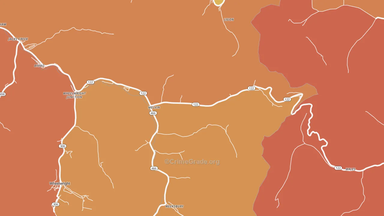 41650, KY Map of Theft Rates