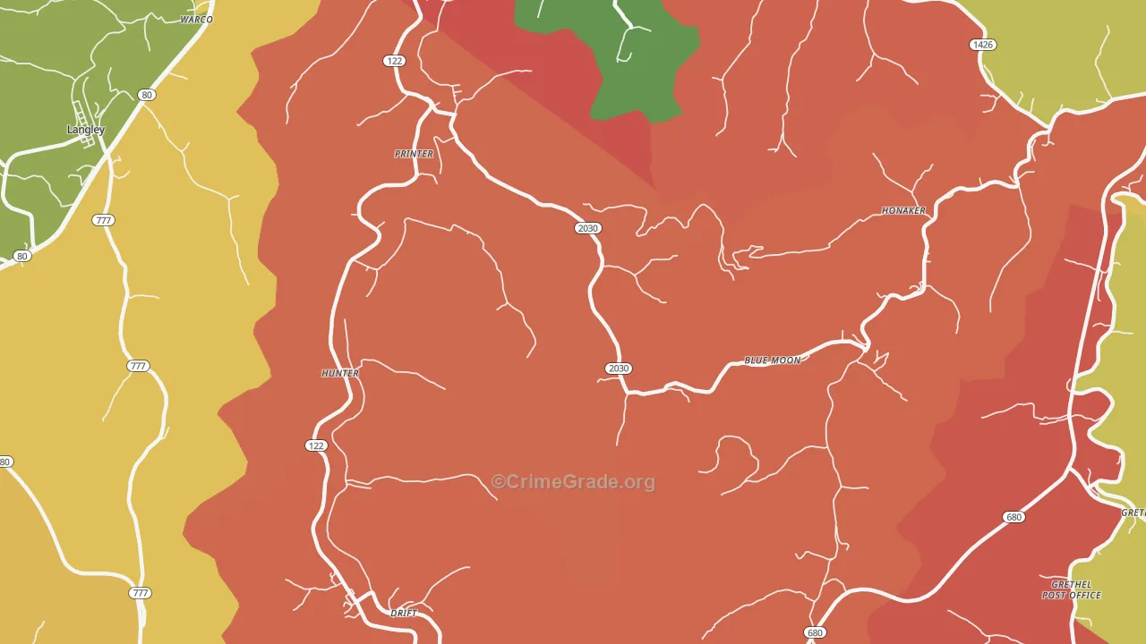 41655, KY Map of Theft Rates