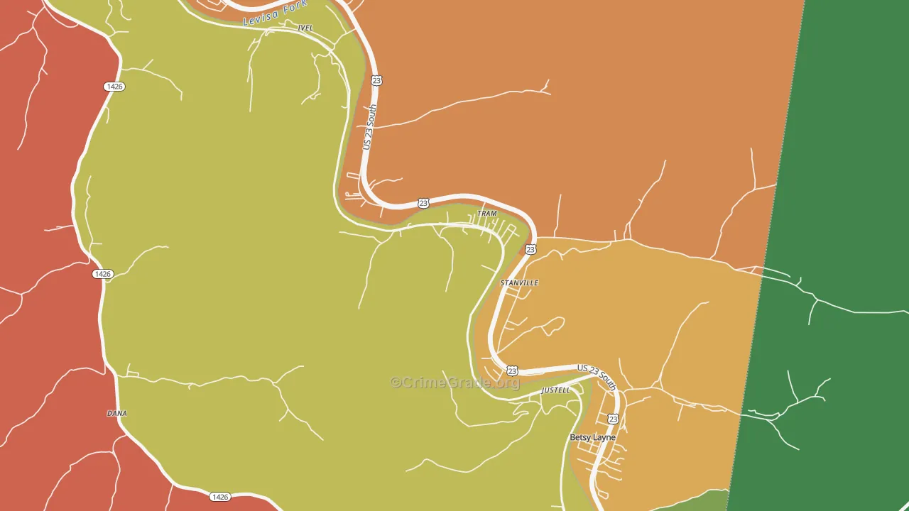 41663, KY Map of Theft Rates