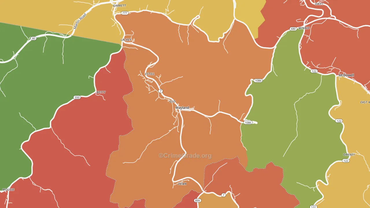 41666, KY Map of Theft Rates