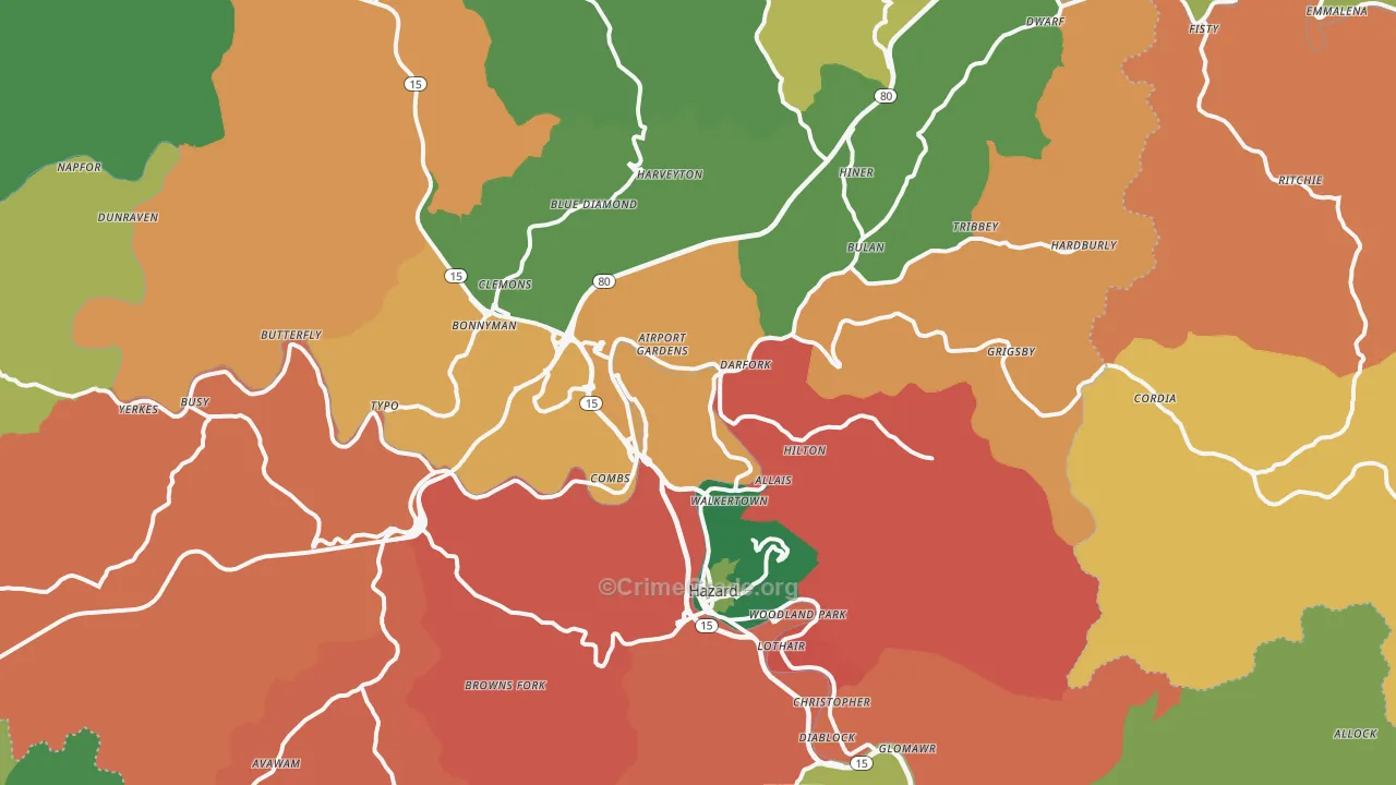 41701, KY Map of Theft Rates