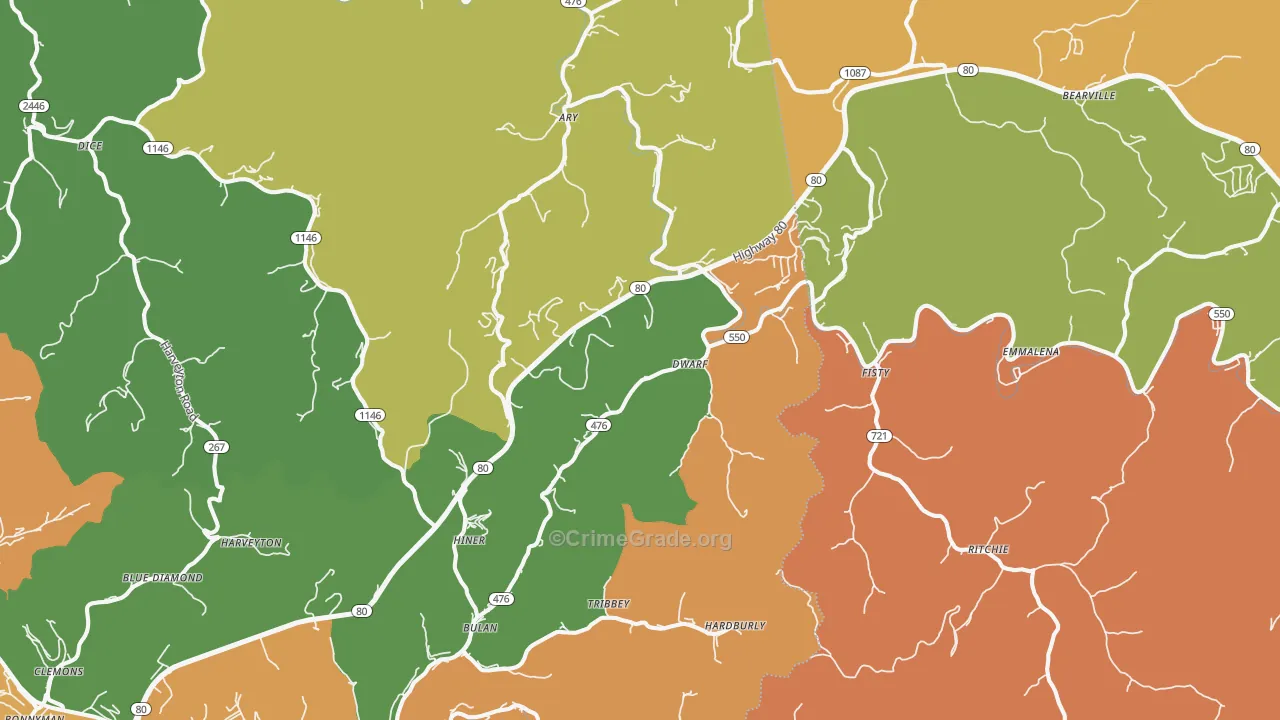 41722, KY Map of Theft Rates