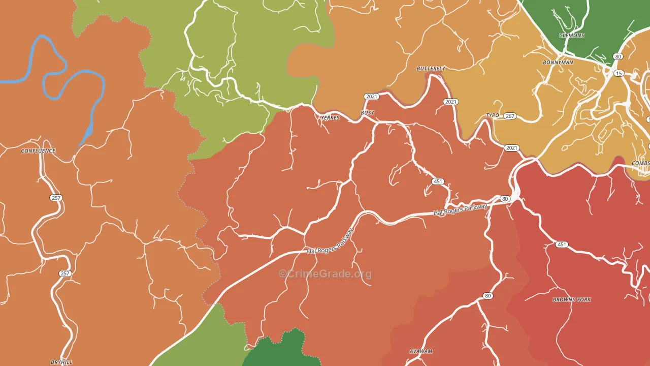41723, KY Map of Theft Rates