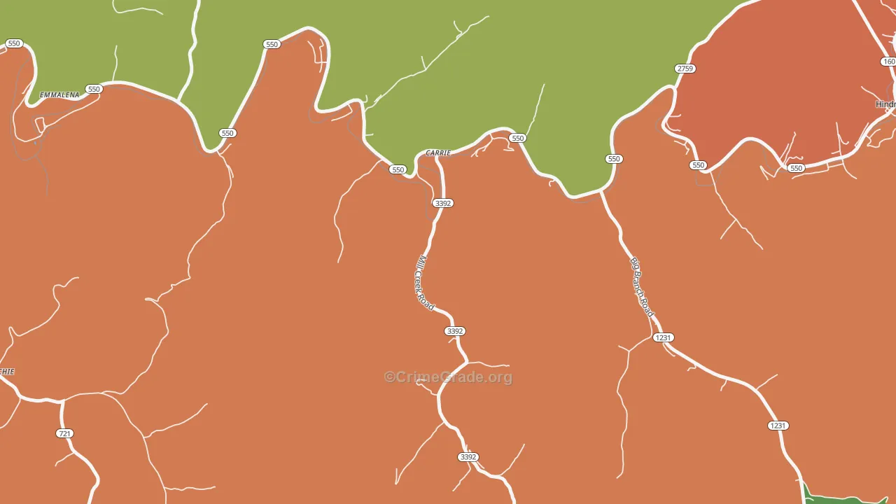 41725, KY Map of Theft Rates