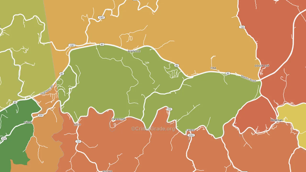 41740, KY Map of Theft Rates