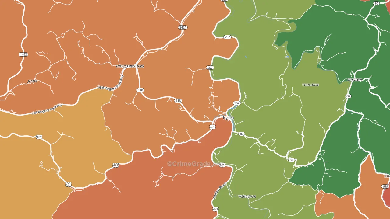 41749, KY Map of Theft Rates