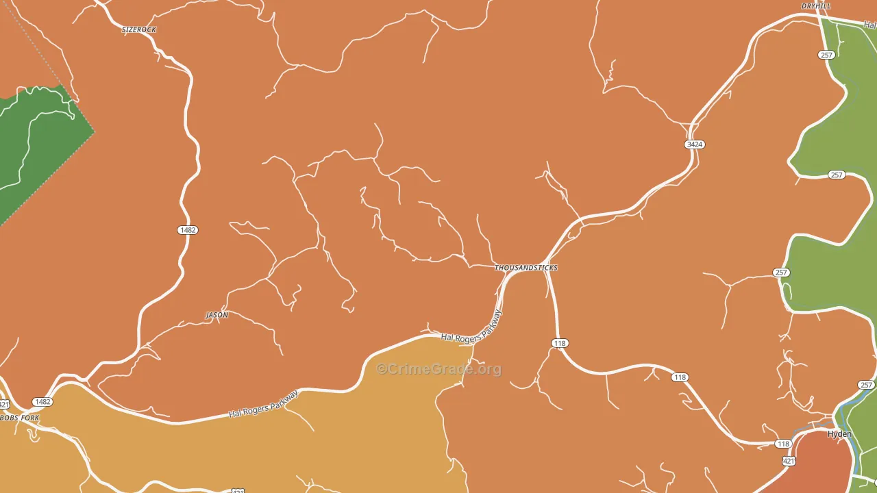 41766, KY Map of Theft Rates