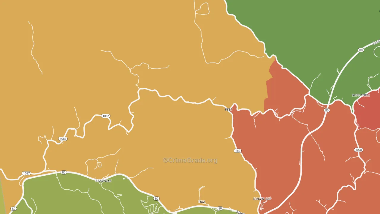 41772, KY Map of Theft Rates