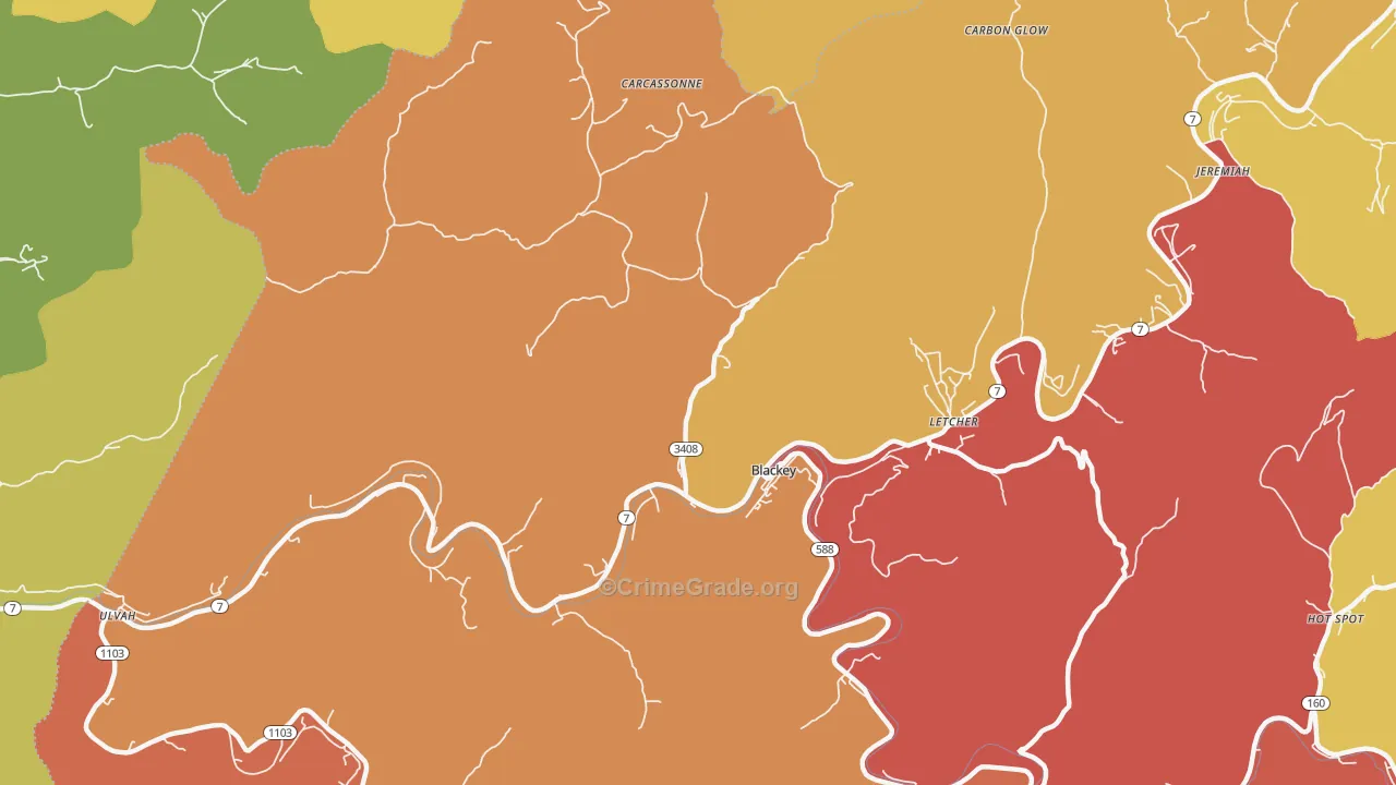 41804, KY Map of Theft Rates