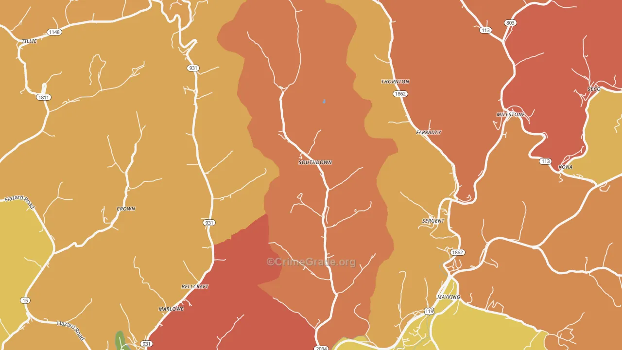 41815, KY Map of Theft Rates