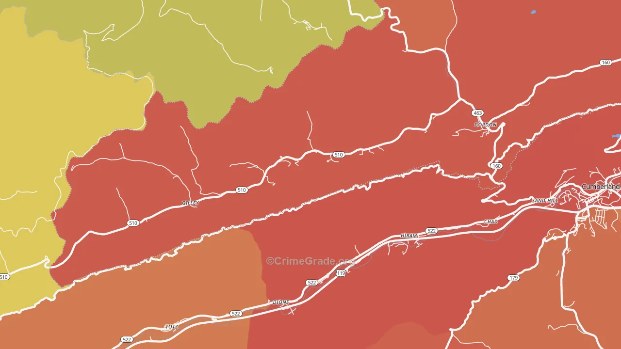 41819, KY Map of Theft Rates