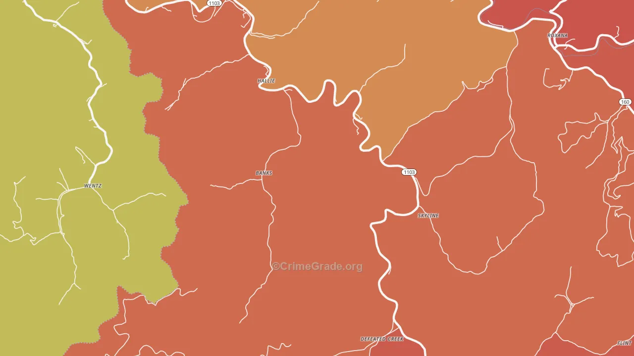 41821, KY Map of Theft Rates