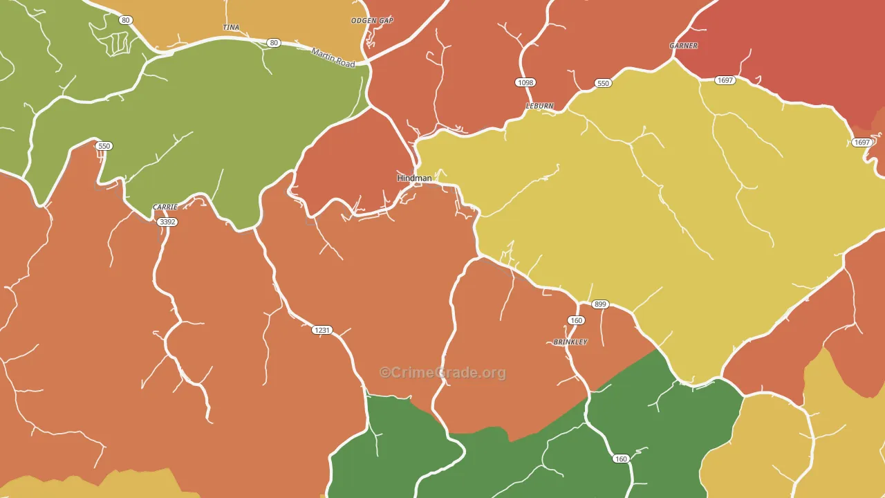 41822, KY Map of Theft Rates