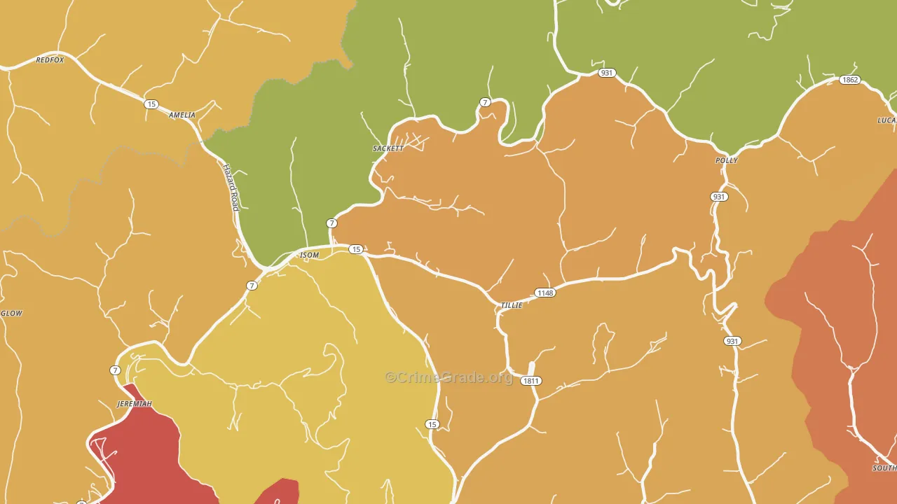 41824, KY Map of Theft Rates