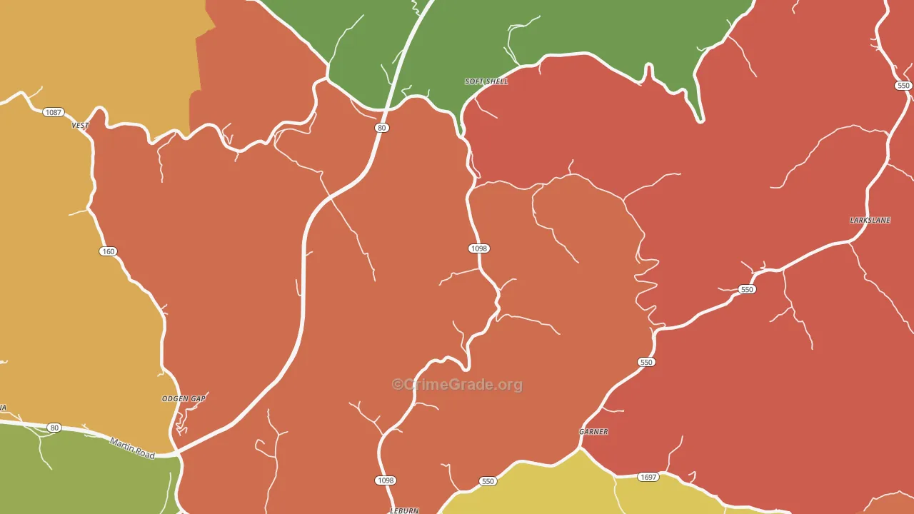41831, KY Map of Theft Rates
