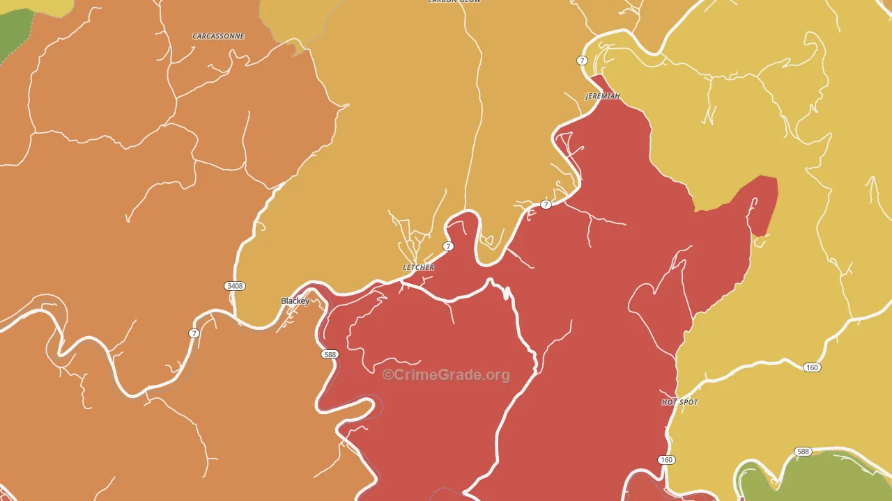 41832, KY Map of Theft Rates