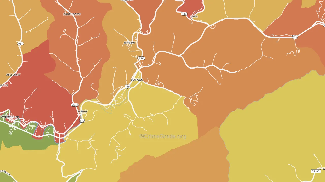 41837, KY Map of Theft Rates