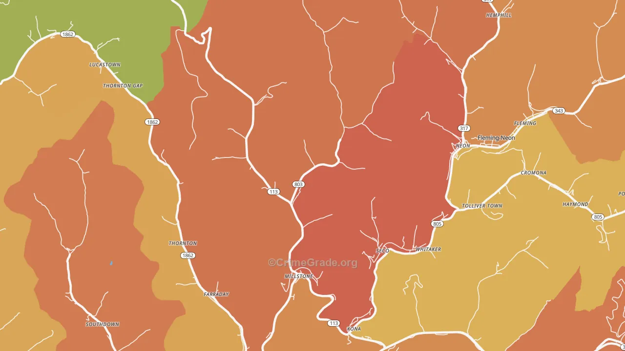 41838, KY Map of Theft Rates
