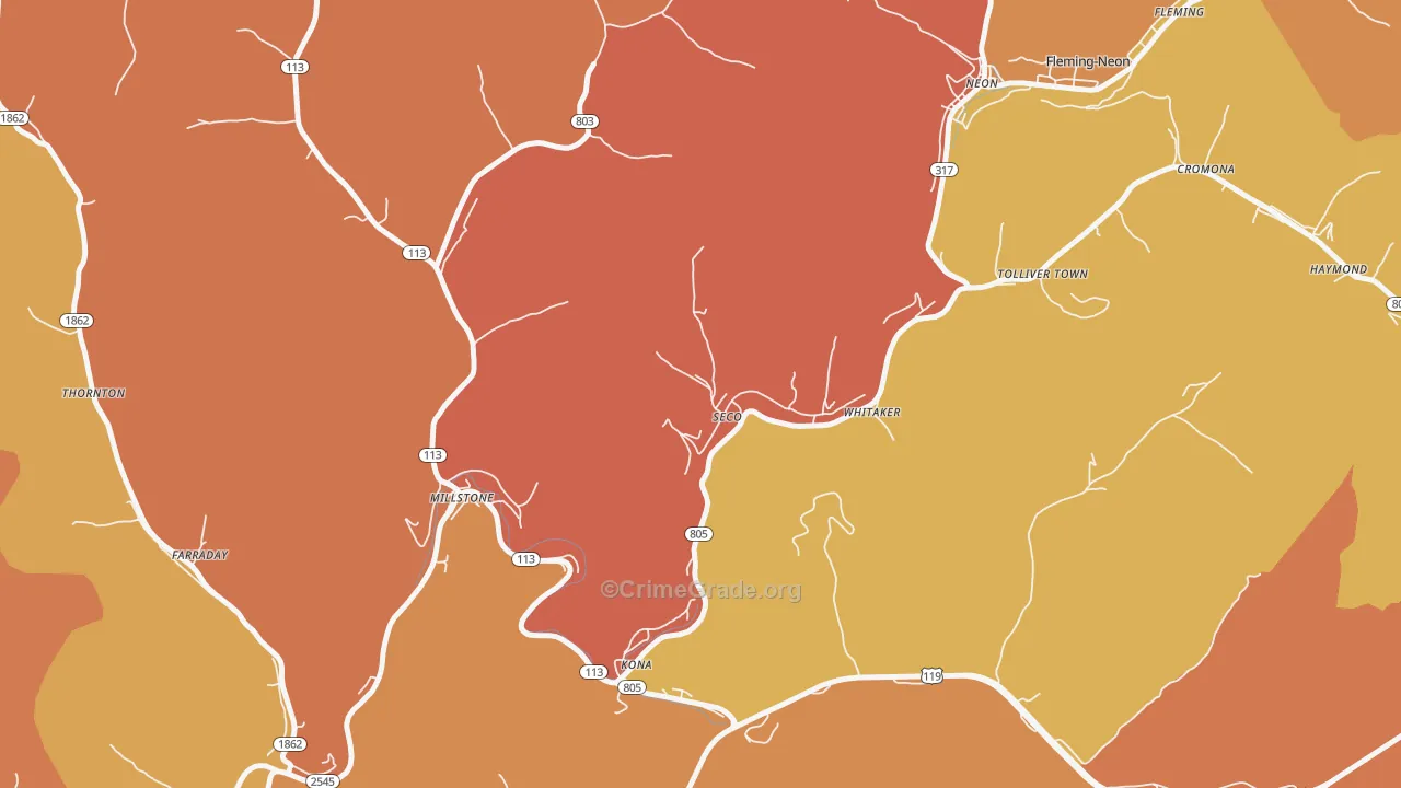 41849, KY Map of Theft Rates