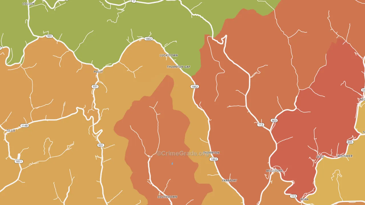 41855, KY Map of Theft Rates