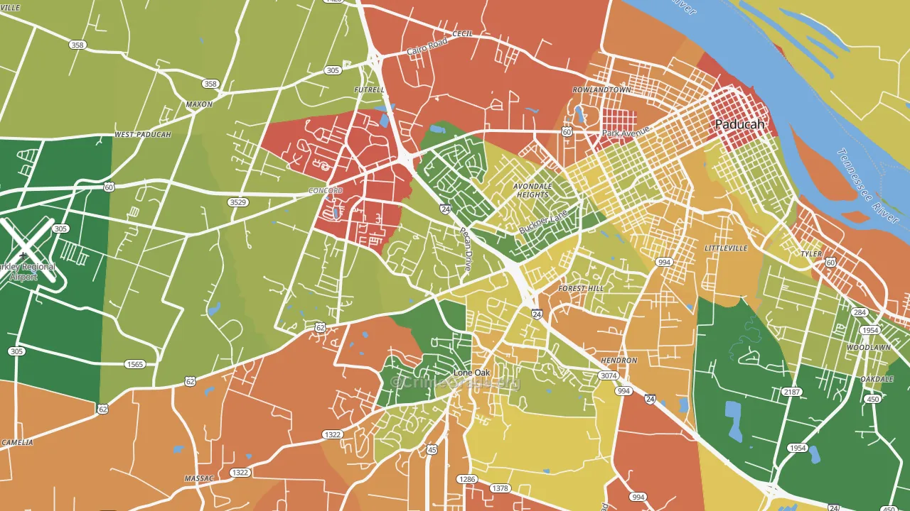 42001, KY Map of Theft Rates