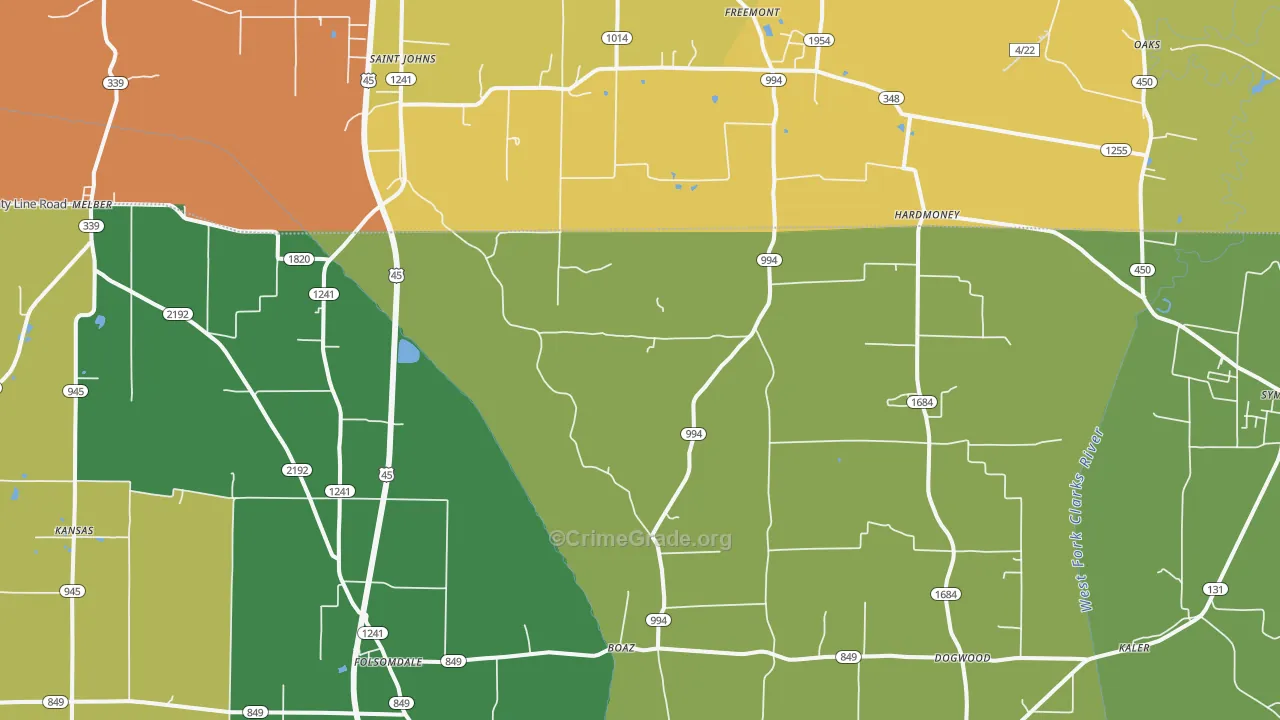 42027, KY Map of Theft Rates