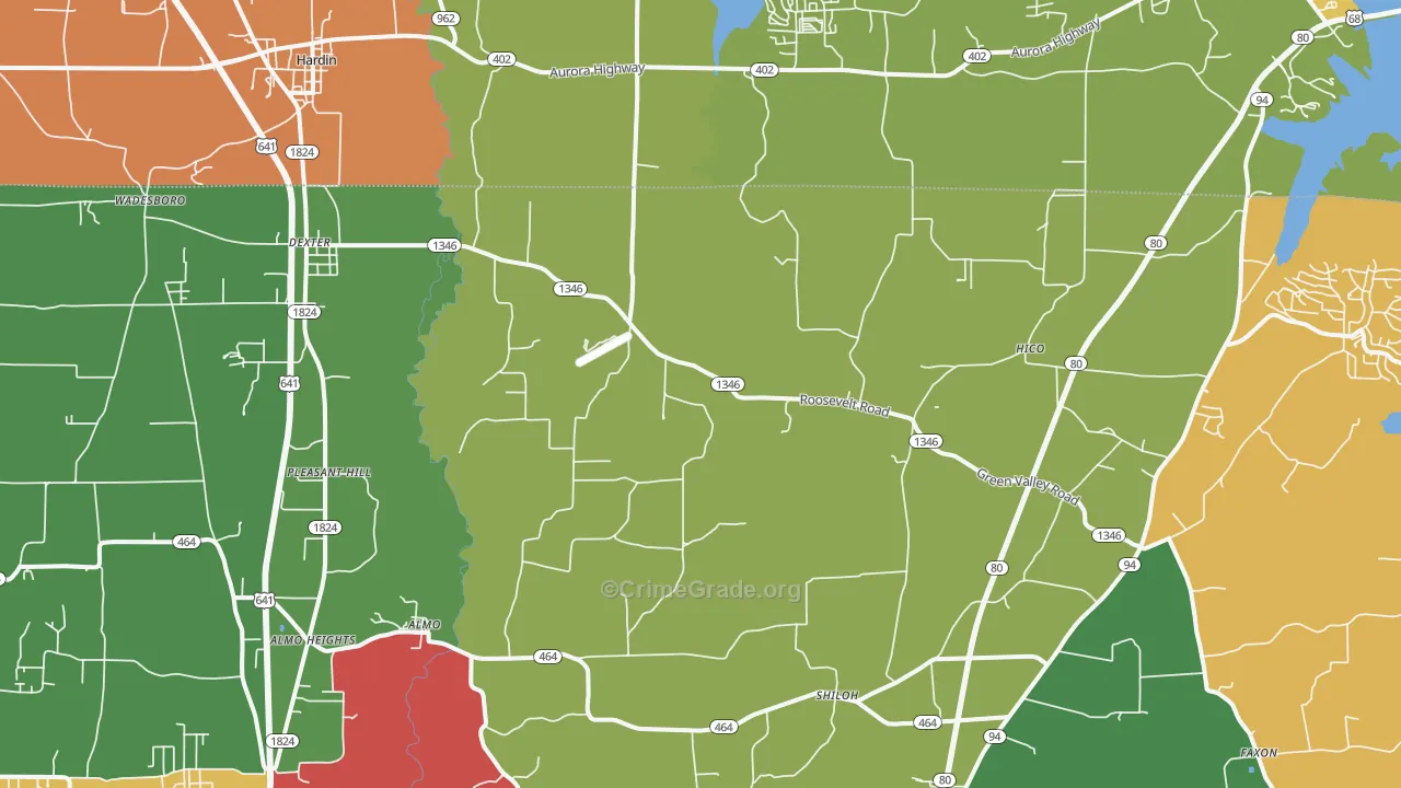 42036, KY Map of Theft Rates