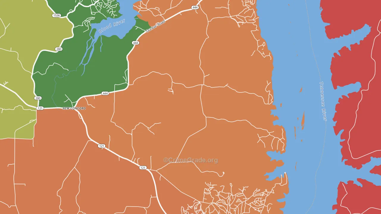 42076, KY Map of Theft Rates