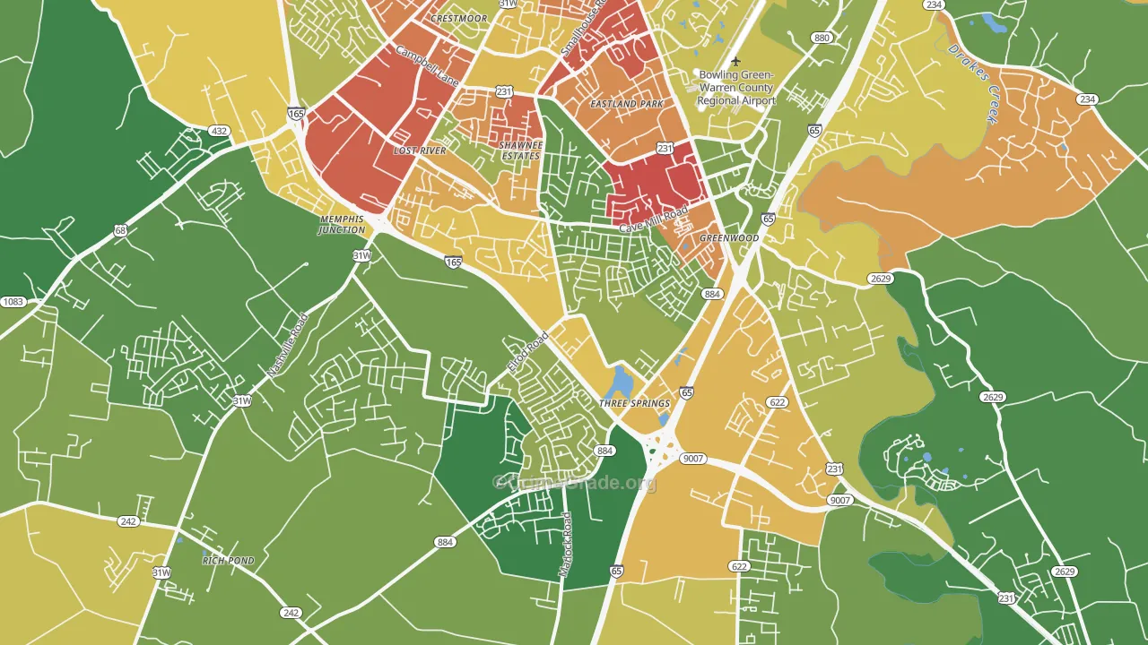 42104, KY Map of Theft Rates