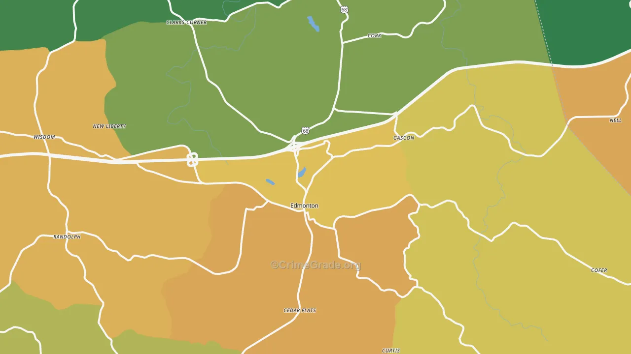 42129, KY Map of Theft Rates