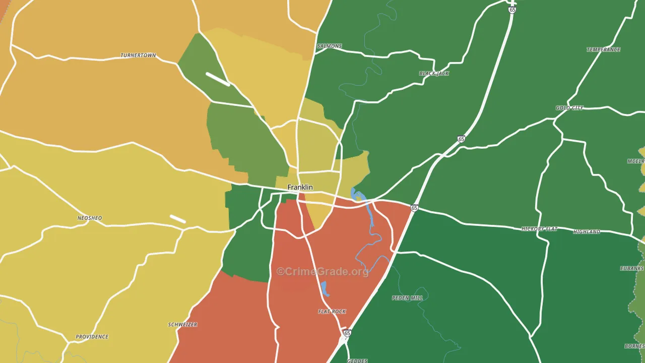 42134, KY Map of Theft Rates
