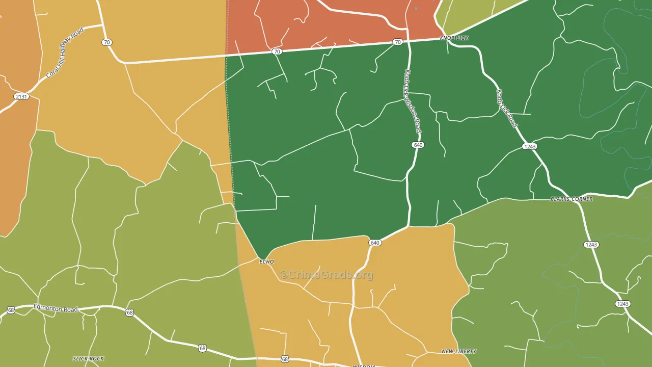42154, KY Map of Theft Rates