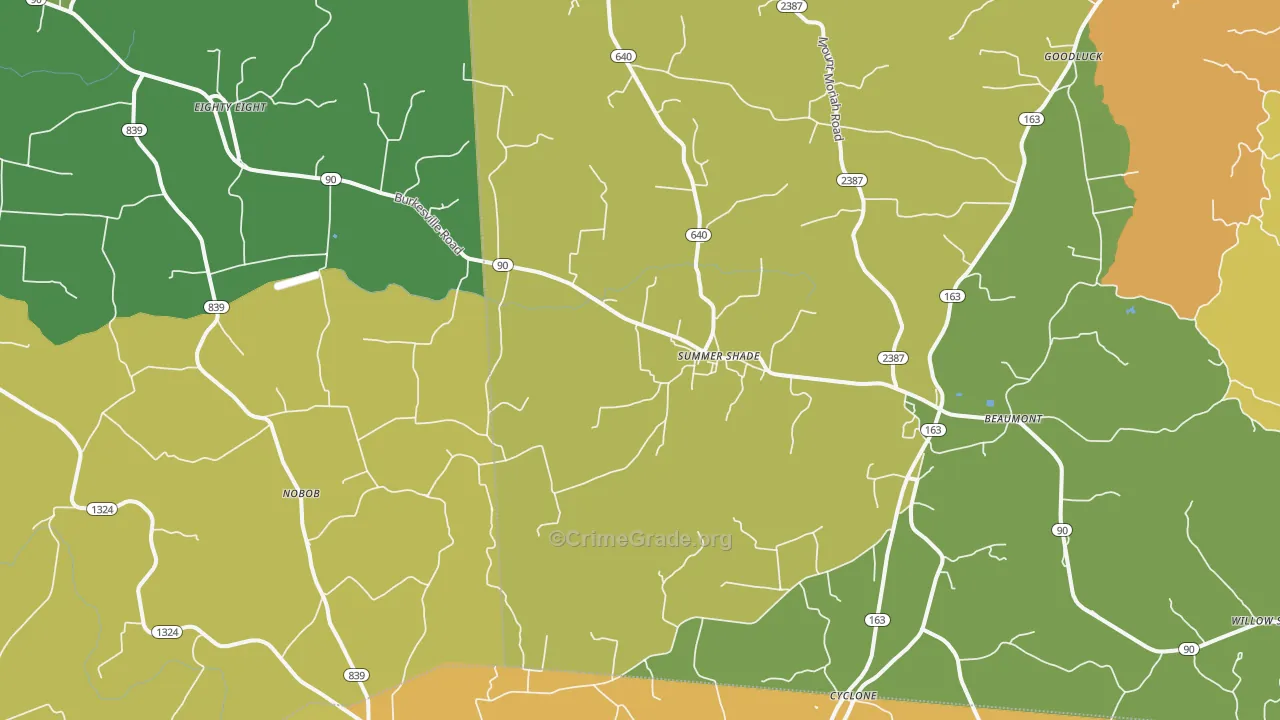 42166, KY Map of Theft Rates