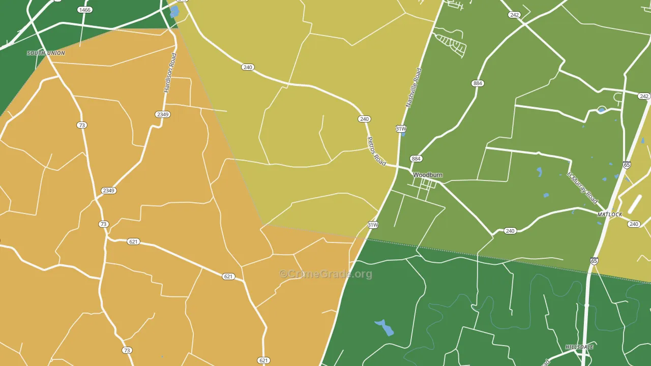 42170, KY Map of Theft Rates