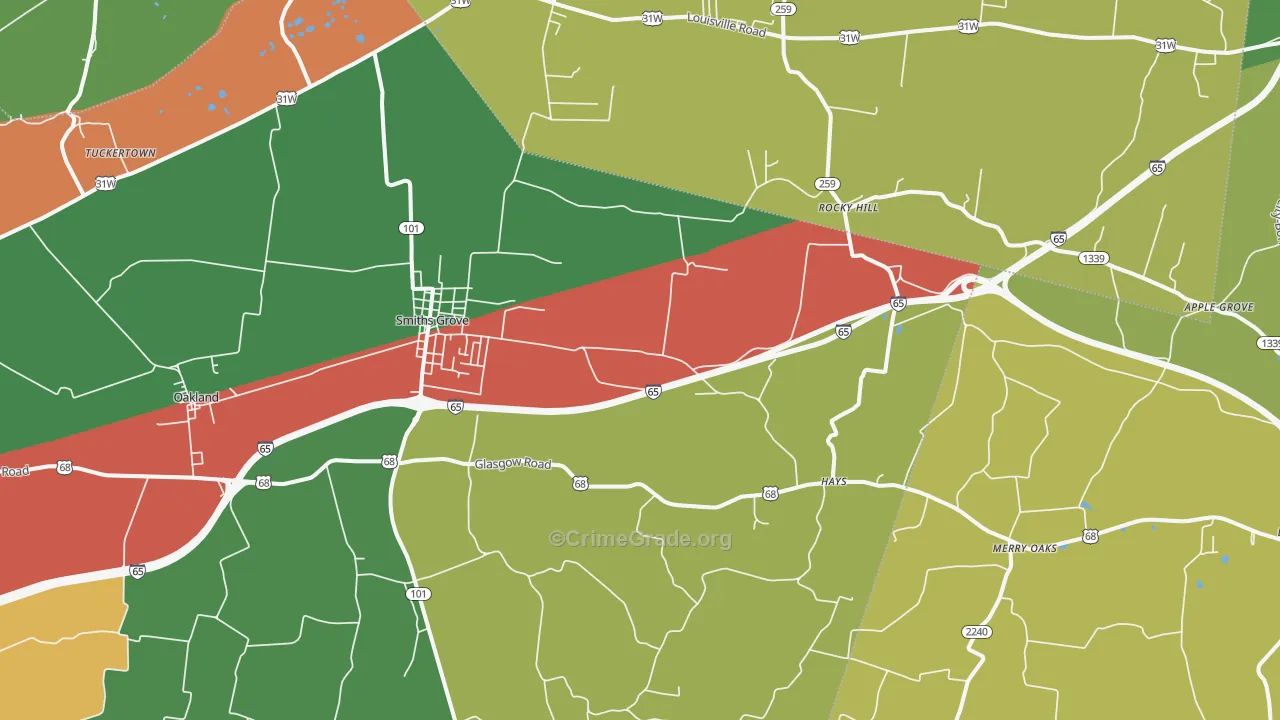 42171, KY Map of Theft Rates