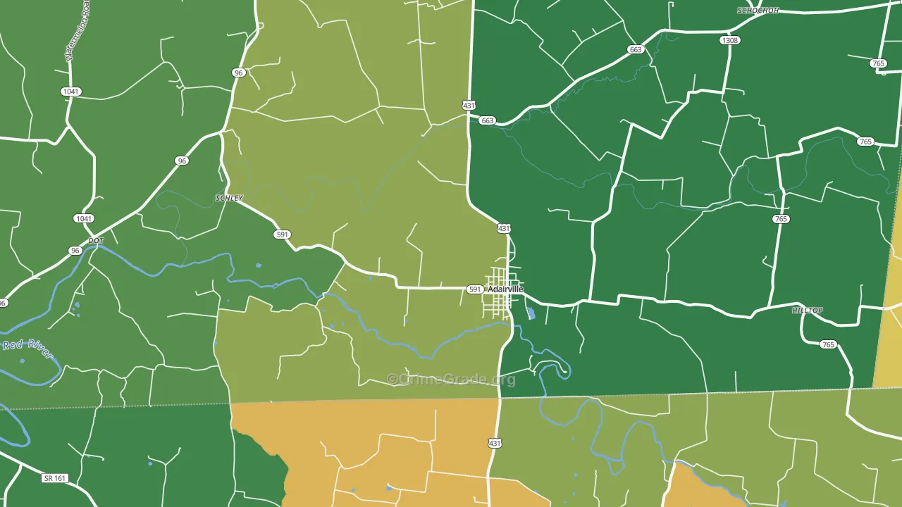 42202, KY Map of Theft Rates