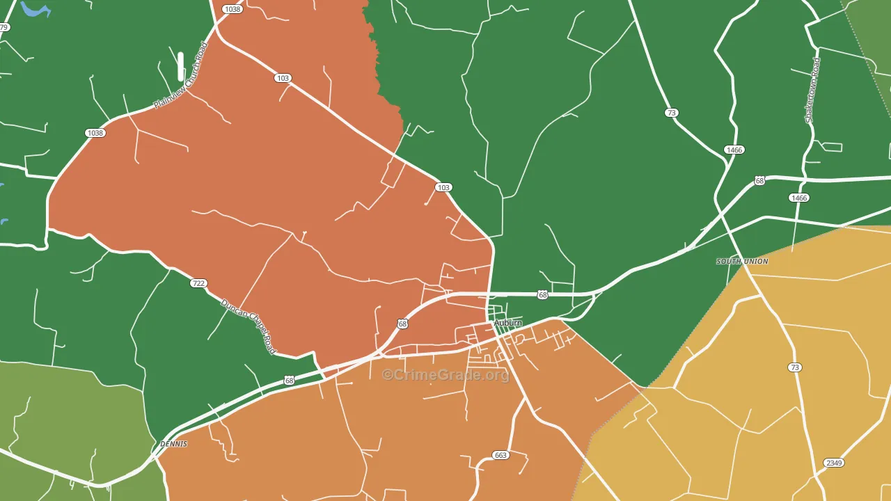 42206, KY Map of Theft Rates