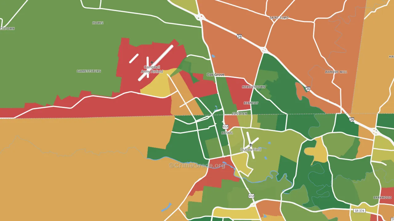 42223, KY Map of Theft Rates